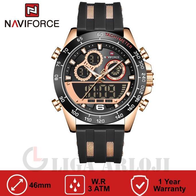 Naviforce NF- 9188 MB Jam Tangan Pria Dital Rubber Black Rose