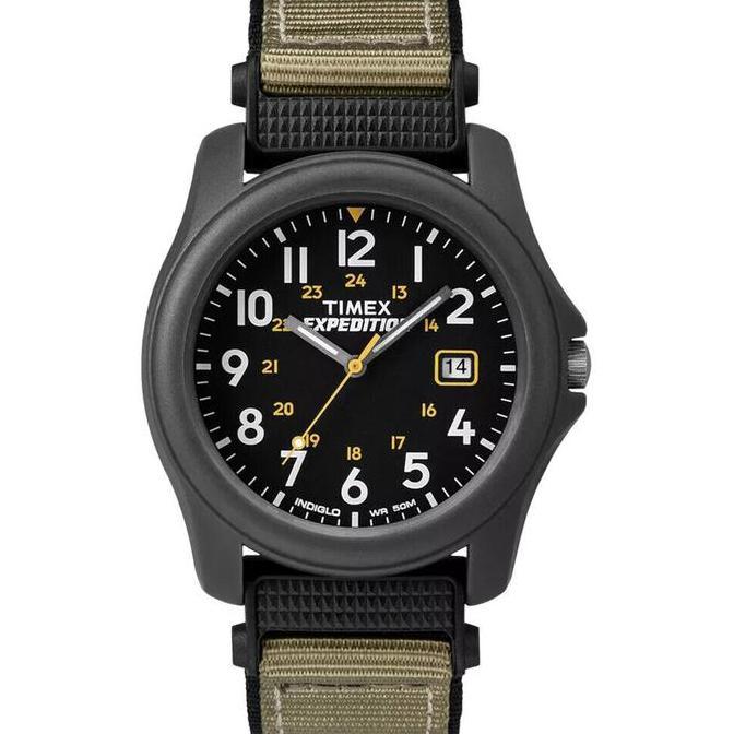 Timex T42571, Men's "Expedition Camper" Black/Green Nylon Watch, Date, Indlo