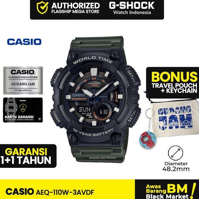 Casio General AEQ-110W-3AVDF AEQ-110W AEQ-110 AEQ110W AEQ 110W Jam Watches