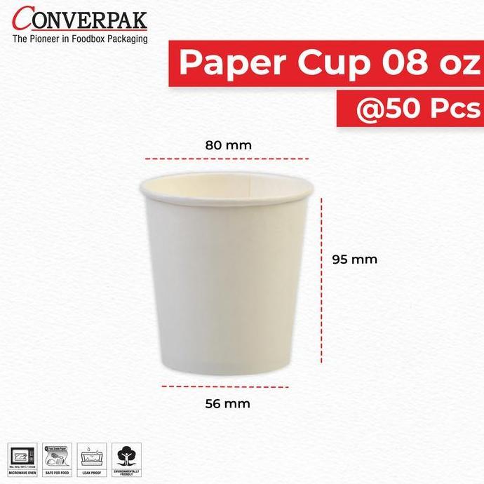 TERBARU Paper Cup 8 Hot oz/Food Grade/Eco-Friendly/50pcs BISA GRAB