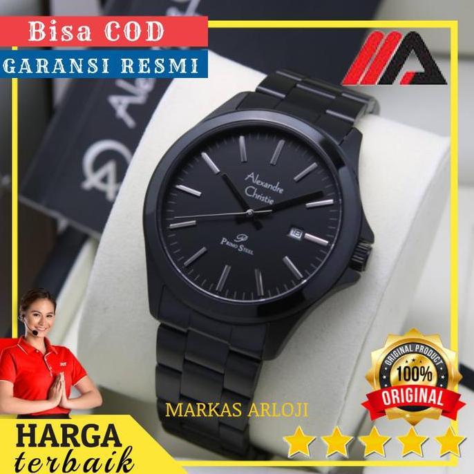 JAM TANGAN ALEXANDRE CHRISTIE AC 1026 FULL BLACK STAINLESS PRIA COWOK