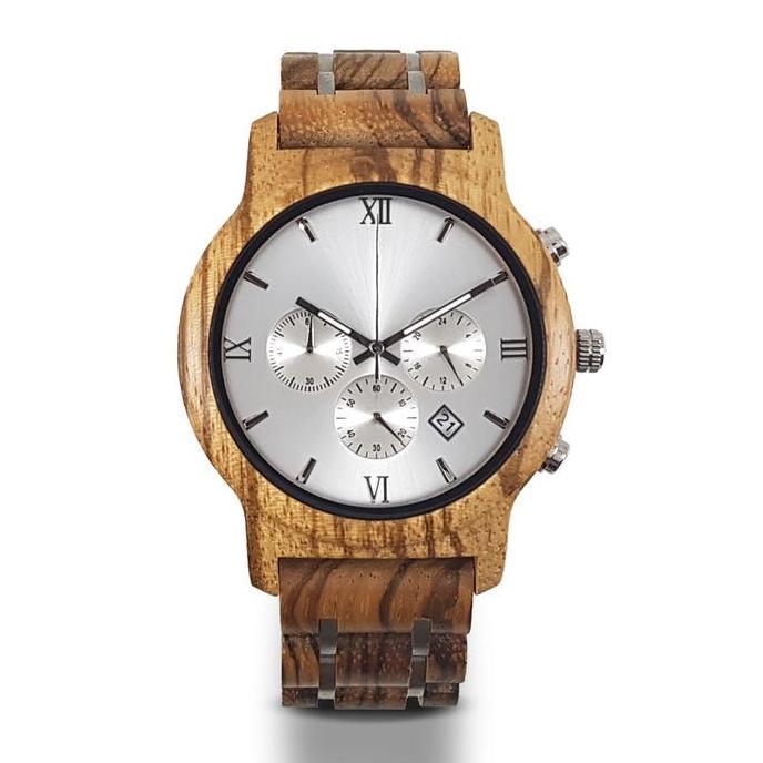 DIXON Vesuvius - Jam Tangan Kayu Zebra Wood Wooden Watch Pria 45 mm
