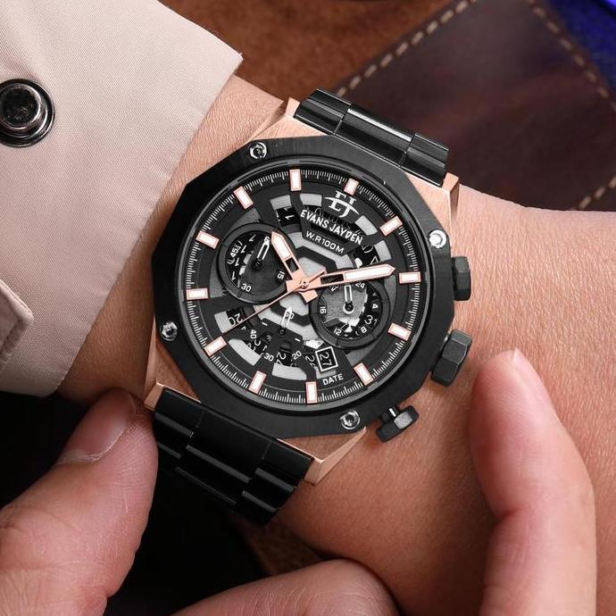 ONLY LIVE BUY 1 GET 1 EVANS JAYDEN 9583 RANTAI JAM TANGAN PRIA CHRONOGRAPH