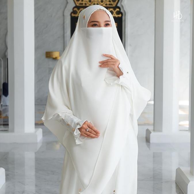 Sale Hijaberlin - Maryam Dress White Set Khimar Fk Mazen Anti Uv Gamis Syar'I Premium Haji & Umroh