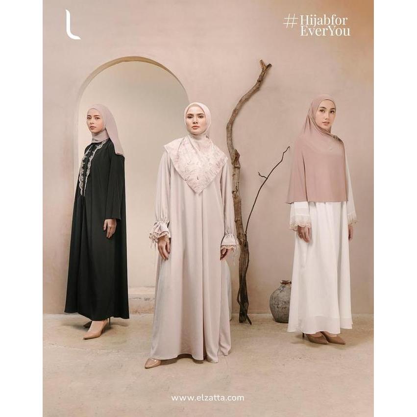 Sale Elzatta Abaya Mecca Lengan Lace Gamis Abaya Jubah Dewasa Polos Hitam Putih Umrah Haji Bahan Kni