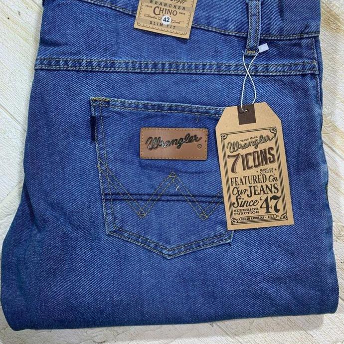 Celana Jeans Pria Big Size / Jeans Jumbo Merek Lea & Wrangler Tidak Kaku Tidak Luntur