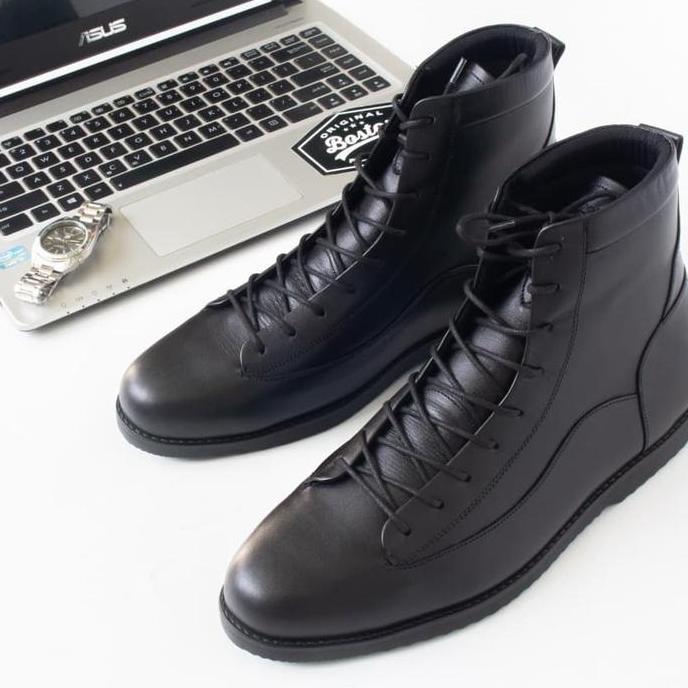 _mkmahadira - sepatu boot pria kulit asli sepatu kantor pantofel boston charly