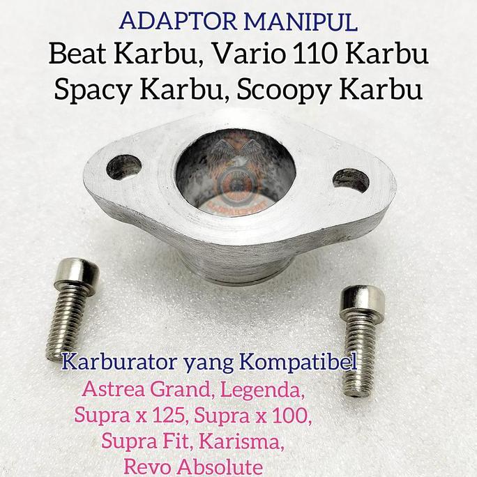 Jual, Adaptor Manipul Beat Vario 110 Spacy Scoopy Karbu Sambungan Intake Manipol Carbu Astrea Grand 
