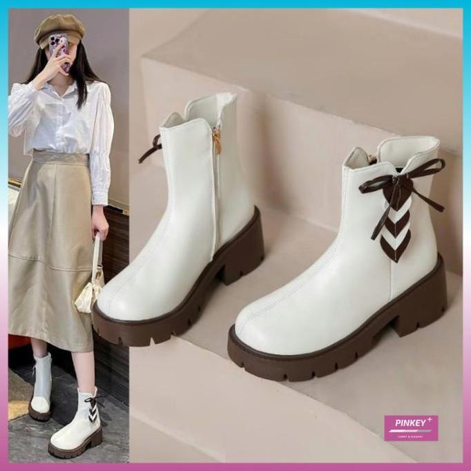 _mkmahadira - pinkey p23 sepatu boots martin resleting wanita boot fashion premium quality shoes hit