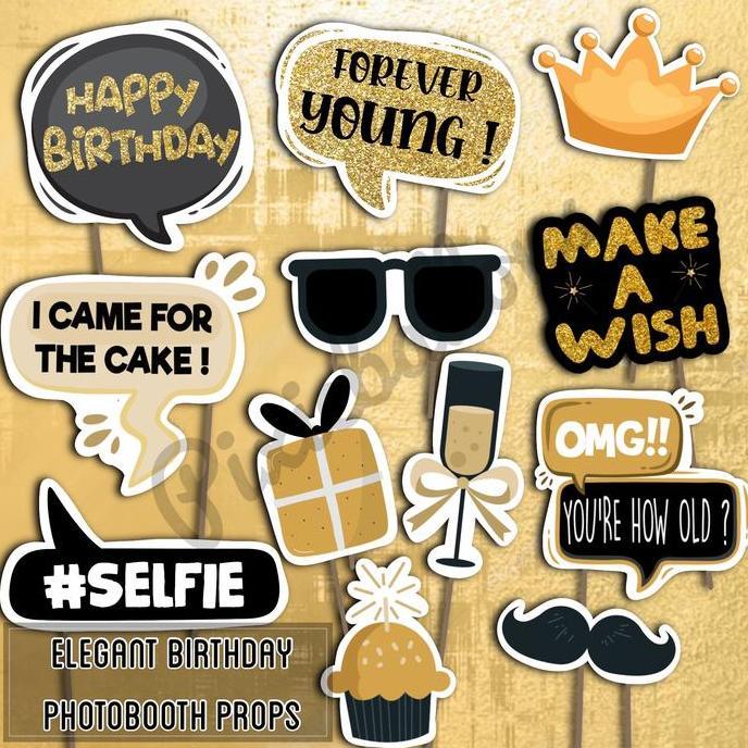 PHOTOBOOTH PROPS BIRTHDAY ELEGANT TONGKAT FOTO PROPERTI ULANGTAHUN murah