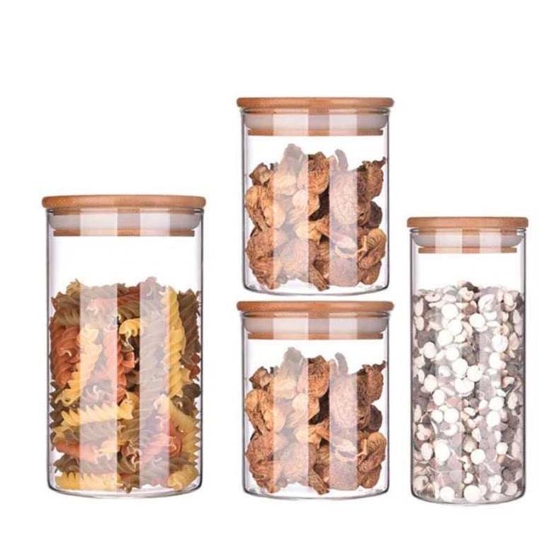 Toples Kaca Bulat Penyimpanan Makanan Glass Storage Jar Minimalist