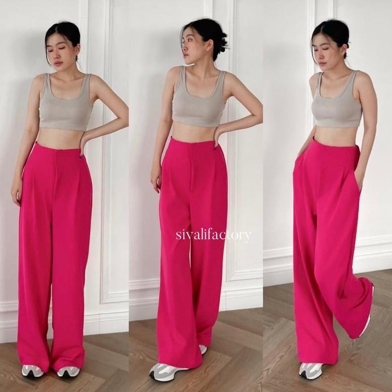 Olivia Pants Celana Kulot Wanita Highwaist Bahan Ladura Premium