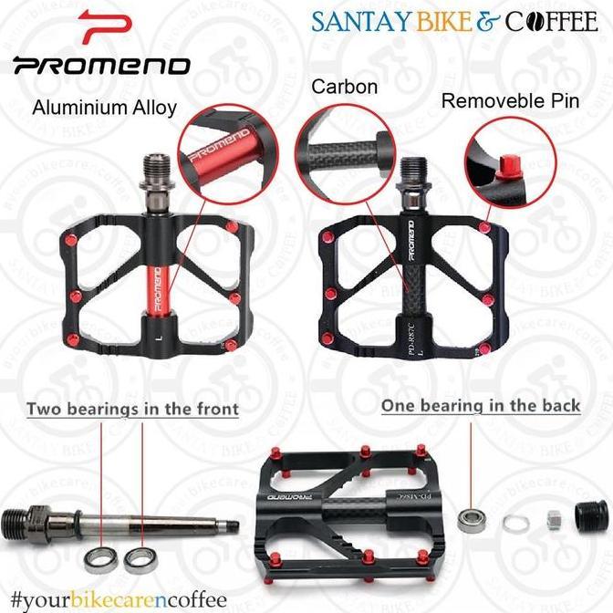 Pedal Promend Road Ultra-Light 3 Bearing Alluminium Carbon Flat Pedal