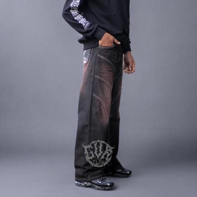 Celana denim baggy pecah pola / baggy pecah pola pria / celana jeans pria panjang / celana gombrong 