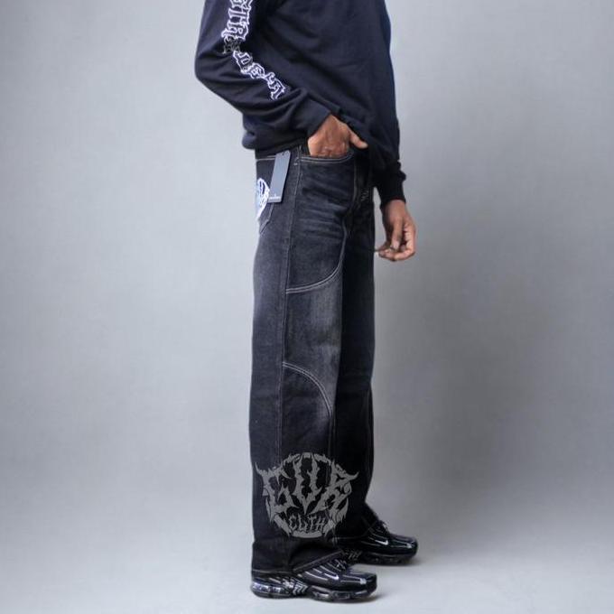 Celana baggy pecah pola / celana denim pria panjang / celana denim gombrong skena / bagggy jeans / b