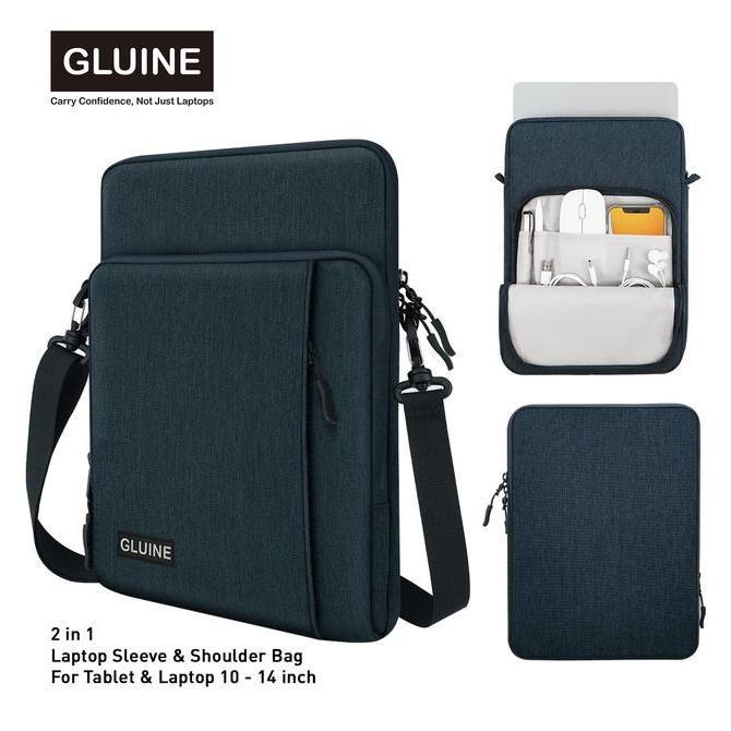 GLUINE 9368 Tas Laptop Tablet 14 Utility Laptop Tablet Sleeve With Shoulder Belt For Men And Women