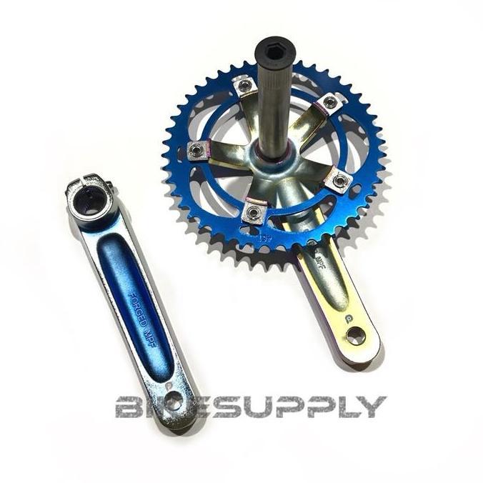 Crankset Sepeda Fixie Bmx Single Speed + Bb Hollowtech 2 Ht2 (Arm Warna Rainbow Pelangi Litepro - Ch