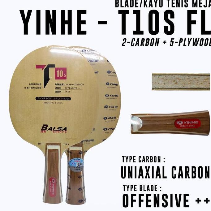 Kayu Bat Tenis Meja Pingpong Yinhe T10s OFF++ FL