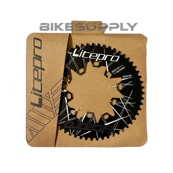 Chainring Crank Litepro Oval 52T 54T 56T 58T Hitam Double Bcd 110 130