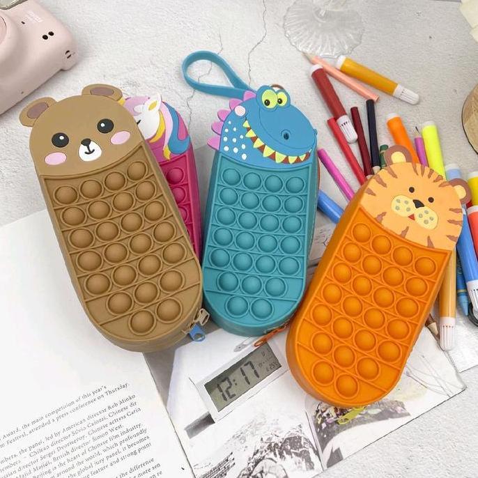 Tas Pensil Pop it / Case / Dompet / Kotak Pensil / Tempat Pensil Pop it Karakter Unicorn Stationery