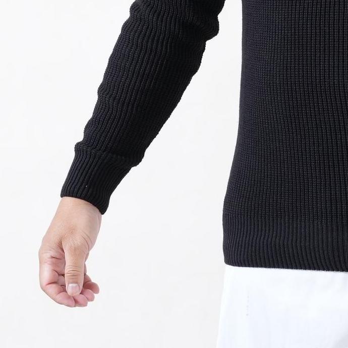 Sweater Rajut Pria Elmour Cotton Tebal kNeck Resleting