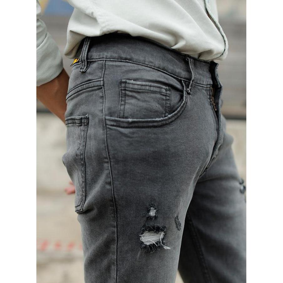 Skinny Ripped Jeans Stretch Faded OXCON