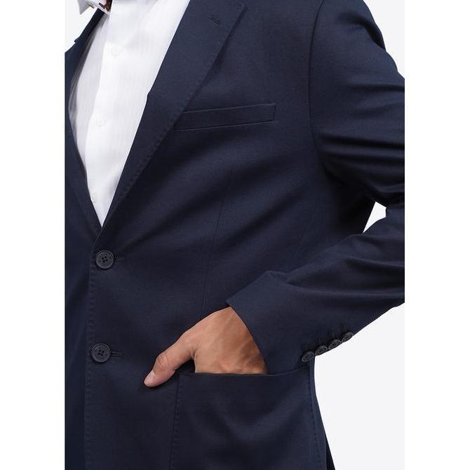 WOOD Textured Long Sleeve Blazer 2-BZILXC125F094 NAVY