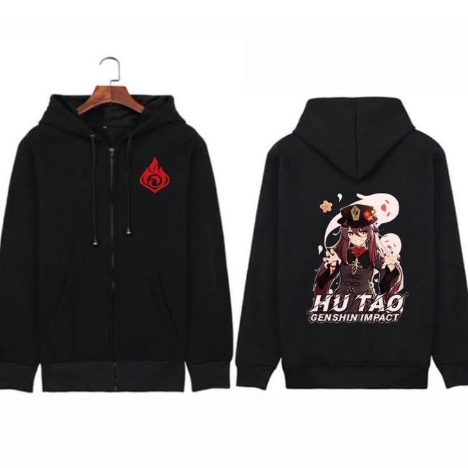 Jaket Jacket Resleting Anime Hu Tao Genhin Impact Hoodie