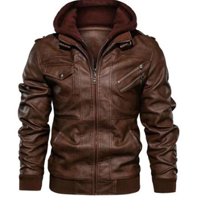 Jaket semi kulit jaket pria double resleting jaket motor pria