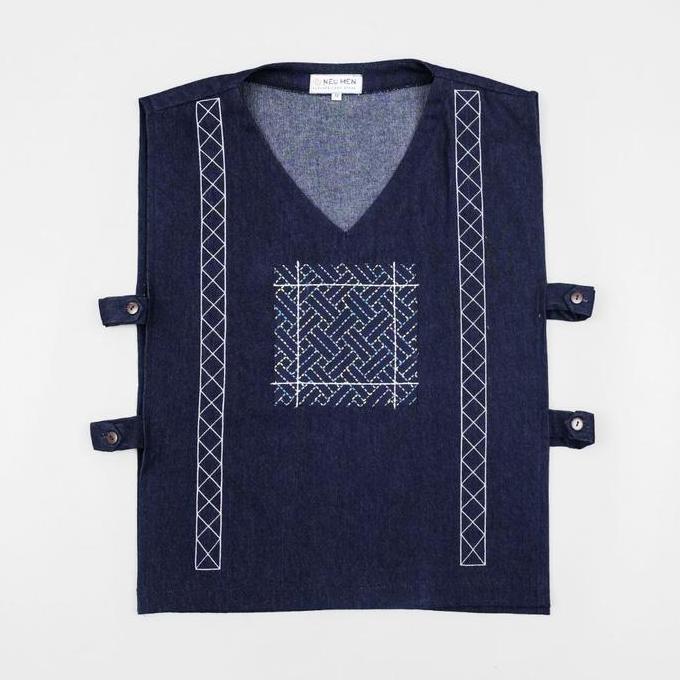 NEU MEN Vest Pria Samudra Vest Denim Bahan Soft Denim Premium