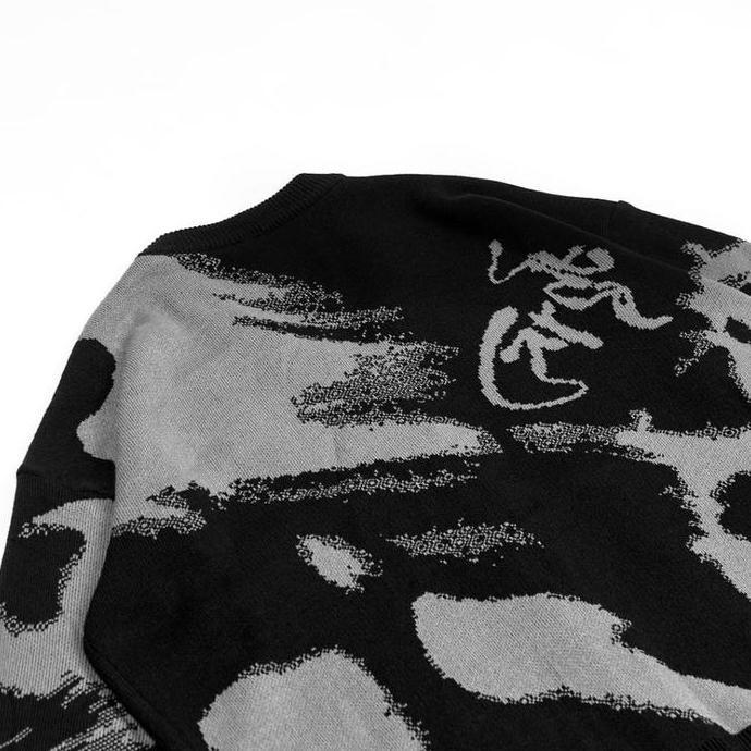 GRDT - Experimental Knit Cardan Black Grey Panjang Knitwear Pria Sweater Kerah Hitam Crewneck Sweats