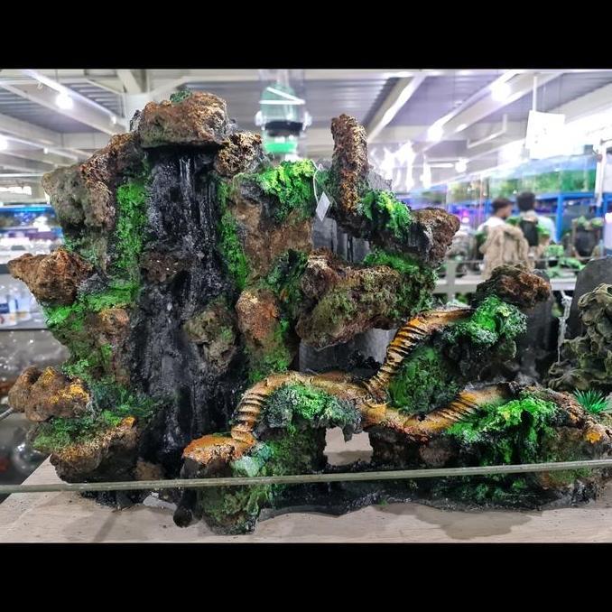 Hanimayas - Relif Relief Air Terjun 1 Lubang Aquascape, Tinggi 35Cm, Lebar 45Cm