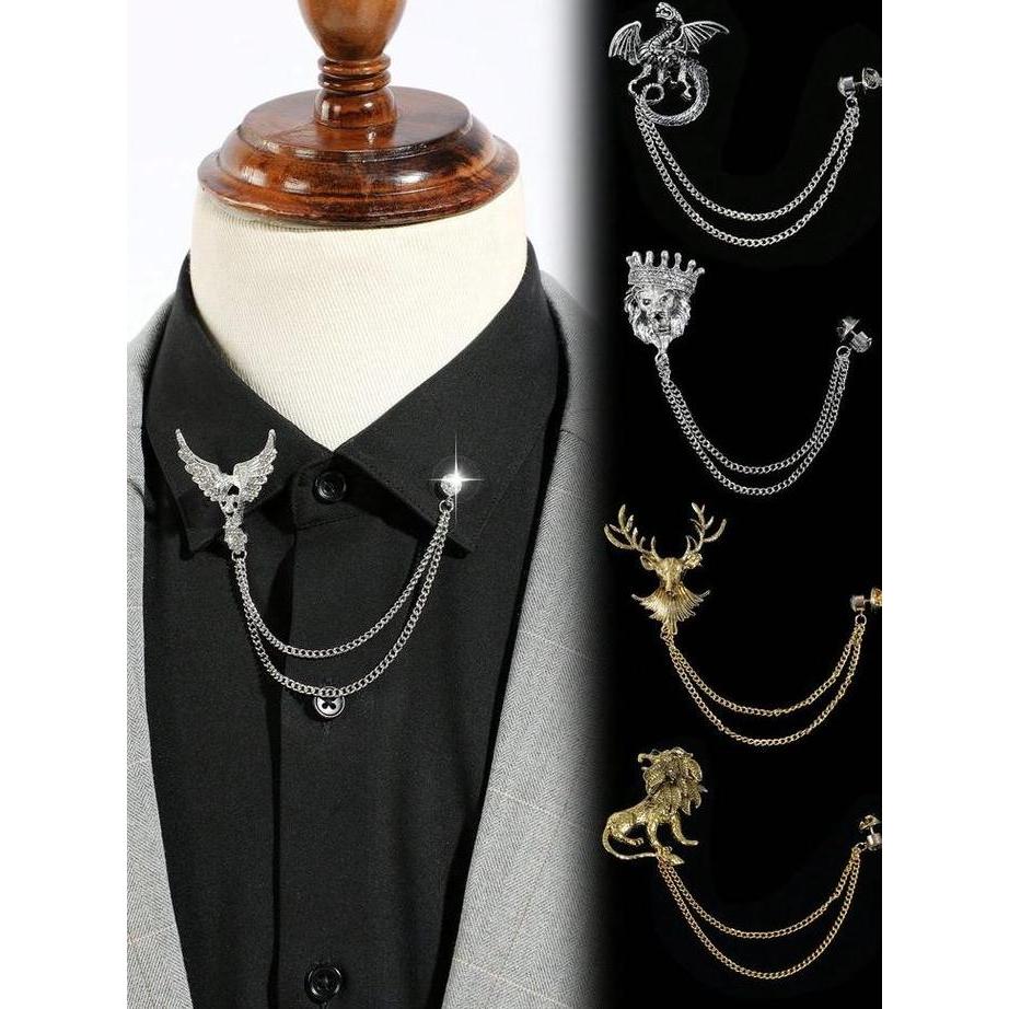 Lapel Pin Jas Motif Bross Aksesoris Jas Lion Rusa Crown [terbaik]