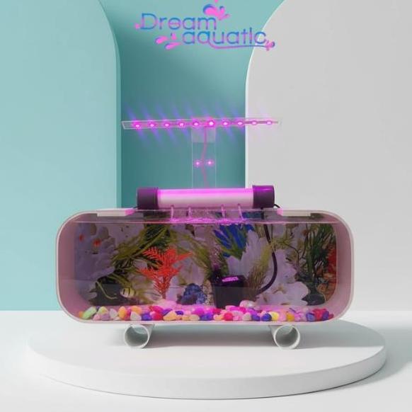 Hanimayas - Aquarium Mini Persegi 3Cm Full Set Aquarium Aquascape Dengan Pompa Air Busa Filter Dan L