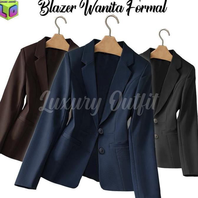 Blazer wanita Terbaru korea Blezer Formal Kerja Kantor Wanita, Jas Hitam Kerja Polos Outer Basic, Ba