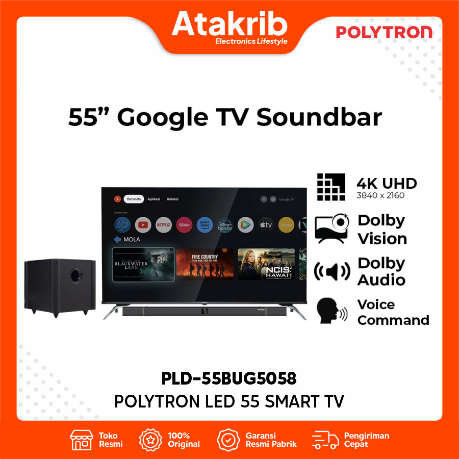 POLYTRON LED 55 PLD-55BUG5058 4K UHD Smart Cinemax Soundbar Google TV