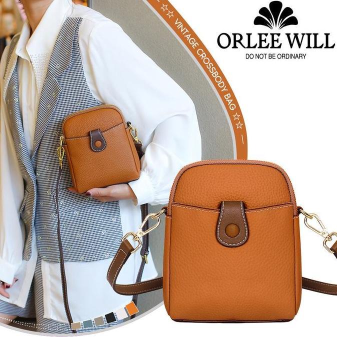 Tas Selempang Mini Kulit Asli Untuk Tas Wanita Dengan Gaya Santai Untuk Ponsel OL-08 ORLEE WILL