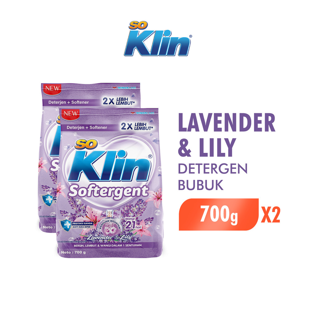Soklin Deterjen Bubuk Softergent Lavender & Lily 700 gr x2