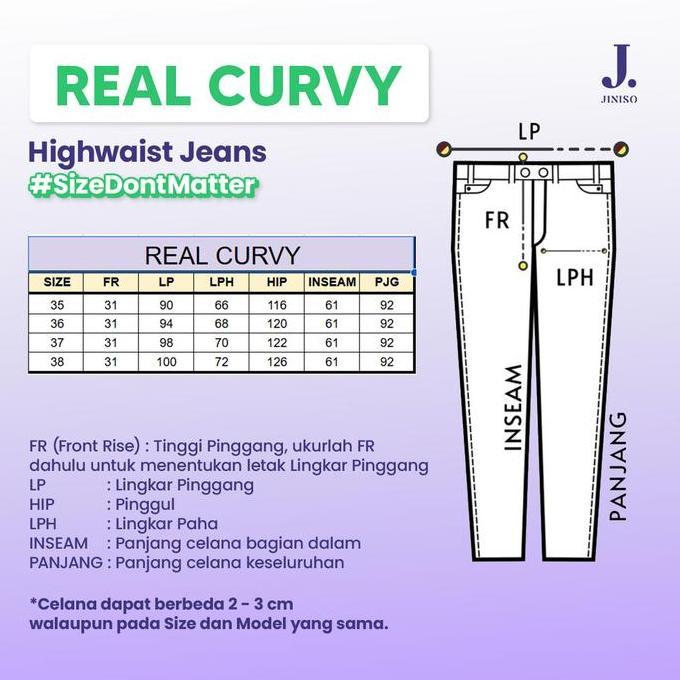 Saless Real Curvy - Jiniso Jumbo Boyfriend Celana Jeans Wanita Warna Denim Highwaist