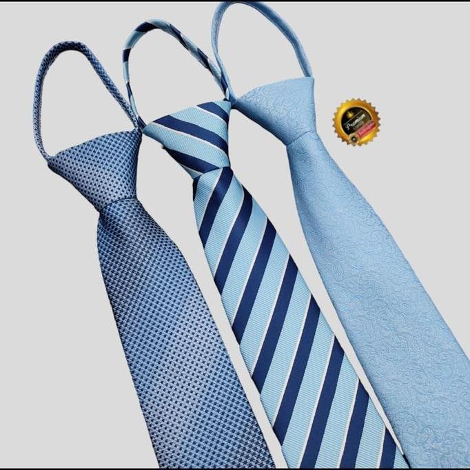 dasi pria biru muda dasi instan pria dasi kantor dasi jadi siap pakai