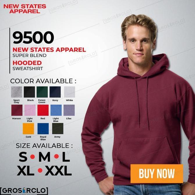 New States Apparel ( NSA ) JAKET Hoodie Polos 9500 Import Original