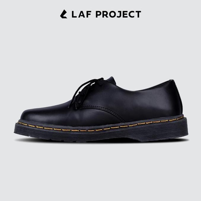 Sepatu Loafers Tali Pria - Naldo - Full Black Shoes Pantofel
