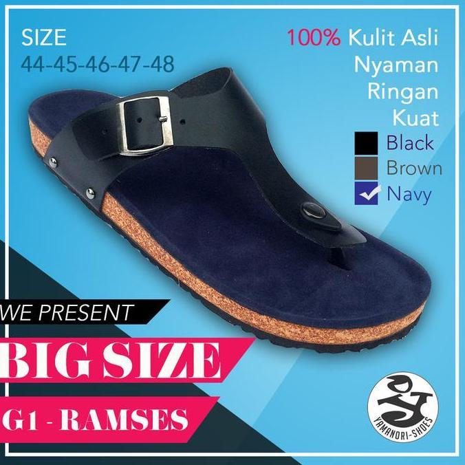 BSIZE Sandal Kulit pria Yri ukuran JUMBO 44 45 46 47 48