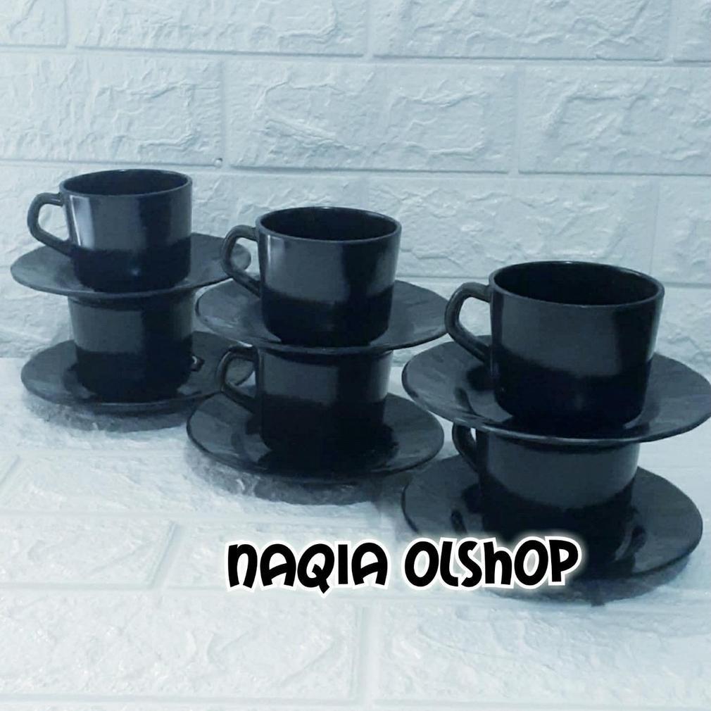 SATU SET CANGKIR KOPI MELAMIN ISI 6PCS CANGKIR & 6PCS PIRING TATAKAN ASLI MELAMIN GROSIR Termurah