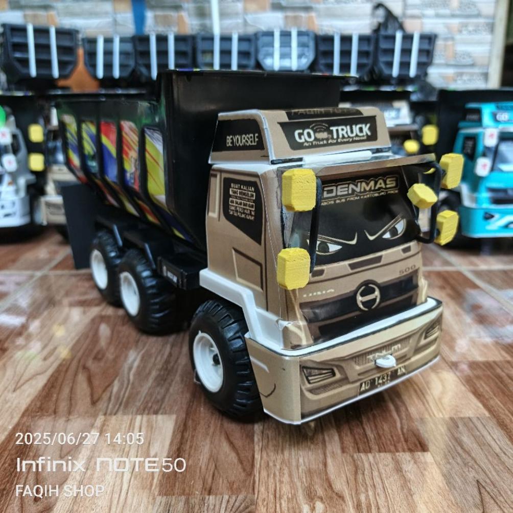 PREMIUM` Mainan Anak Cowok Truk Pasir Hino500 Modif Ukuran 30x12x16cm Pengalaman Bermain Di Luar/Di 