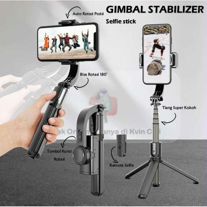 GIMBAL STABILIZER HP HANDPHONE AUTO BALANCE SELFIE STICK 3 IN 1 TRIPOD TONGSIS BLUETOOTH REMOTE CONT