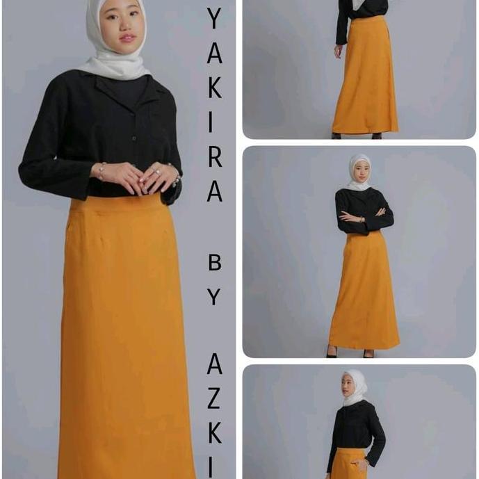 Rok kerja casual trendy wanita A line panjang terbaru modern kekinian pinggang full karet elastis po
