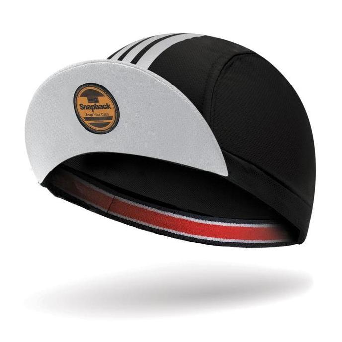 Topi Sepeda Snapback Dewasa Black Strip Putih Silver Supreme