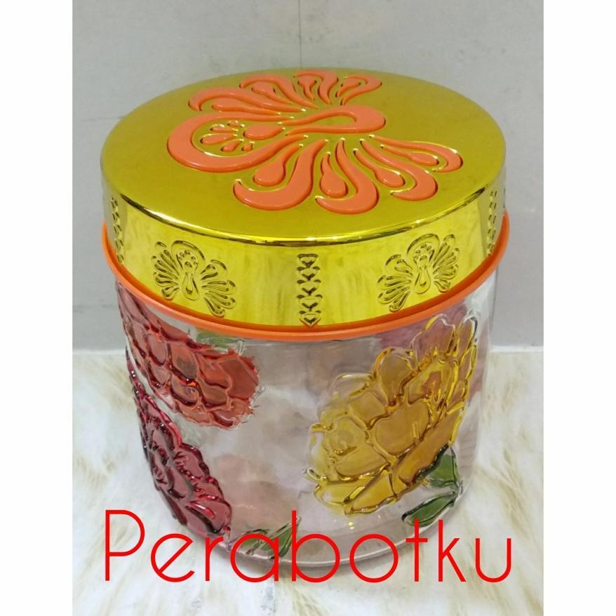 Toples Kaca + Keranjang IVY Set 4 pcs / Toples Bening Motif / Toples Kue Lebaran