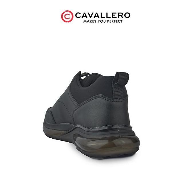 Sepatu Pria Casual Sneakers Cavallero Zepplin Black Shoes Snekers